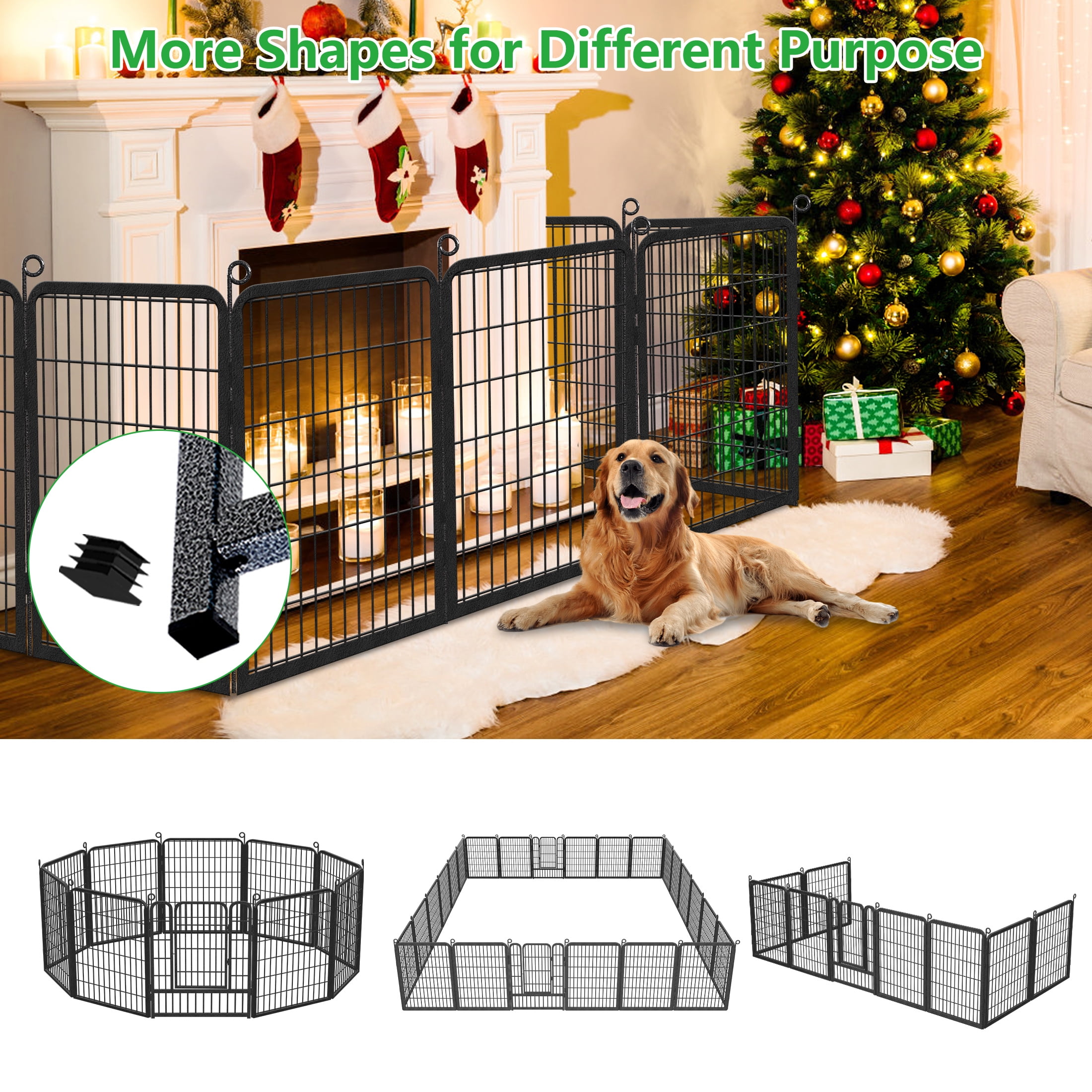 Txh001 Dog Playpen Outdoor, 34 Panels 40inch Indoor Dog Pen with Doors for Large/Medium/Small Dogs Pet Playpen Outdoor Dog Fence for RV, Camping, Yard