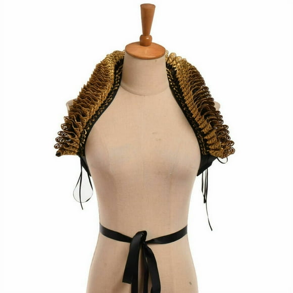 Lady Gold Black/Gold Ruffl Collar Elizabethan Ruff For Victorian Steampunk Dress