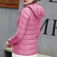 thumbnail image 5 of Juebong Women's Packable Puffer Jacket Slim Fit Hooded Lightweight Down Coat Winter Windproof Warm Quilted Short Down Jackets Pink,XL, 5 of 7