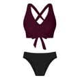 thumbnail image 6 of Women's High Waisted Bikini Sets 2 Piece Tummy Control Swimsuits V Neck Twist Front Bathing Suits(Light Purple,S), 6 of 6