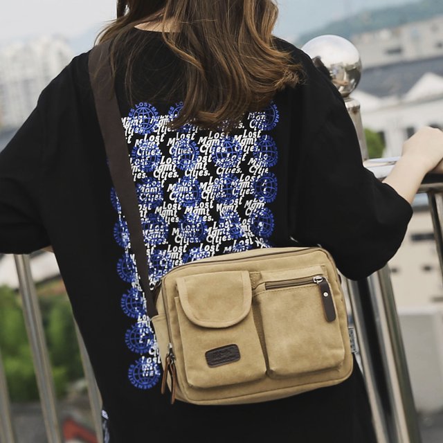 Bolsos Cruzados Bolsos Cruzados Bolsas cruzadas de lona Bolso de transporte de viaje multifunción Simple para el trabajo (Caqui)