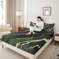 thumbnail image 4 of Homewish Aesthetic Marble Full Size Sheets,Ink Fluid Desgin Bed Sheets,Black Gold Green Sheet Sets For Teens,Breathable Bedroom Decor,4pcs, 4 of 7