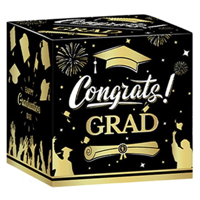Graduation Card Box Holder Congrats Grad Foldable Cardboard Box for Graduation Decoration and Grad Parties Decor Graduation Event Party Supplies Festive Decorations Celebration Supplies Ornament