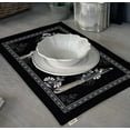 thumbnail image 3 of Vargottam Placemats- Placemat For Dining Table, Set Of 4- Printed & Reversible CottonNapkin-IndoorPlacematsFor Home & Kitchen Dining Table- Asian Block (Black), 3 of 5