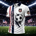 thumbnail image 6 of Zimjoy Men's USA Soccer Jersey Polo Shirts 2026 Country Team Short Sleeve Henley Fan International Football Polo Shirt Retro Streetwear Top Vermilion 2XL, 6 of 6