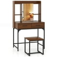 thumbnail image 1 of Gymax Vanity Set w/ Mirror Cabinet Modern Makeup Vanity Table w/ Stool 2 Drawers, 1 of 10