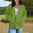 thumbnail image 2 of vigerkar Womens Zip Up Hoodies Oversized Sweatshirts Solid Color Long Sleeve Lightweight Jackets With Pockets (Light Green, XL), 2 of 4