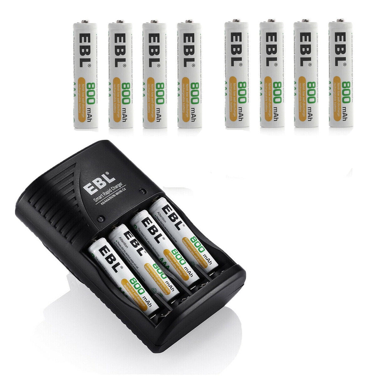 EBL Rechargeable AAA Batteries 800mAh (12 Packs) with Smart Rapid