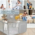 thumbnail image 2 of Baby Playpen, Outdoor Play Yard, Portable Play Yard 4-Panel- Baby Safety Playpen for Infant Toddler with Basketball Hoop,Grey, 2 of 6