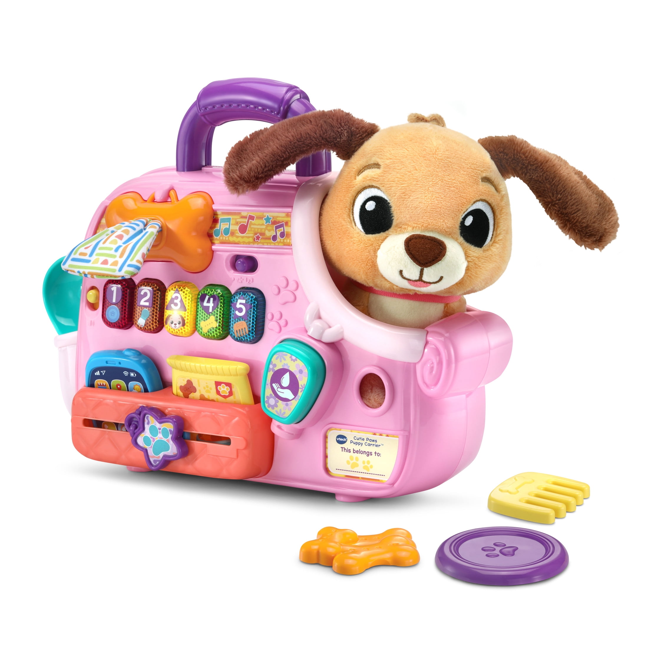 VTech Cutie Paws Puppy Carrier Plush, Plastic with Accessories, Baby and Toddler Toys