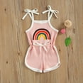 thumbnail image 2 of ITFABS Girls Sleeveless Rainbow Printed Off-the-shoulder Suspender One-piece, 2 of 7