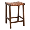 thumbnail image 1 of Rayong Mid-Century Modern Saddle Genuine Leather Counter Stool in Tan, 1 of 4