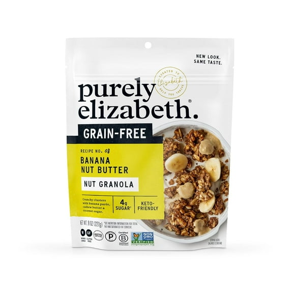 Pack of 6, Purely Elizabeth Banana Nut Butter Granola, 8 oz
