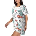 thumbnail image 2 of Kdxio Music Lover Dinosaur Print Pajamas Sets for Women Short-Sleeved Pjs with Lounge Shorts Two Piece Sleepwear S-4XL, 2 of 8