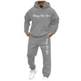 thumbnail image 2 of VBTAPA Happy New Year Track Suits for Men Letter Graphic Hoodie Sweatsuit Kangaroo Pocket Hooded Sweatshirt and Jogging Sweatpants Matching Set with Pockets Gray XXXL, 2 of 6