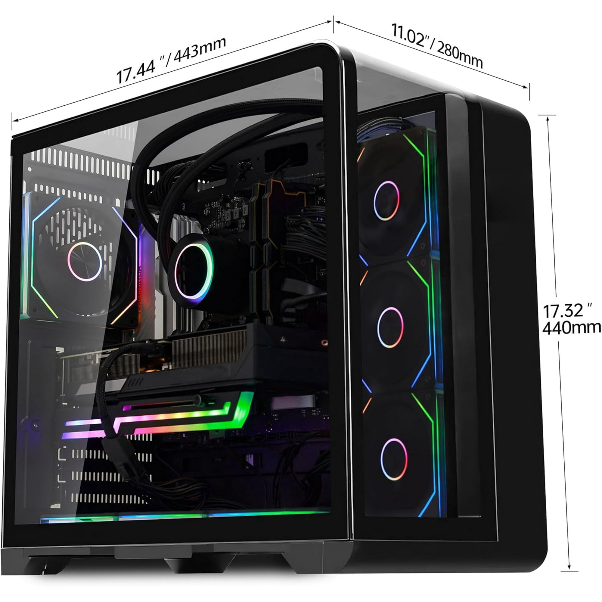 Hoengager Gaming PC- AMD Ryzen 5 9600X 6 Core 3.9 GHz RX 9070 16GB GDDR6 16GB DDR5 RAM 1TB PCIe and 2TB SATA SSD Windows 11 Desktop Computer