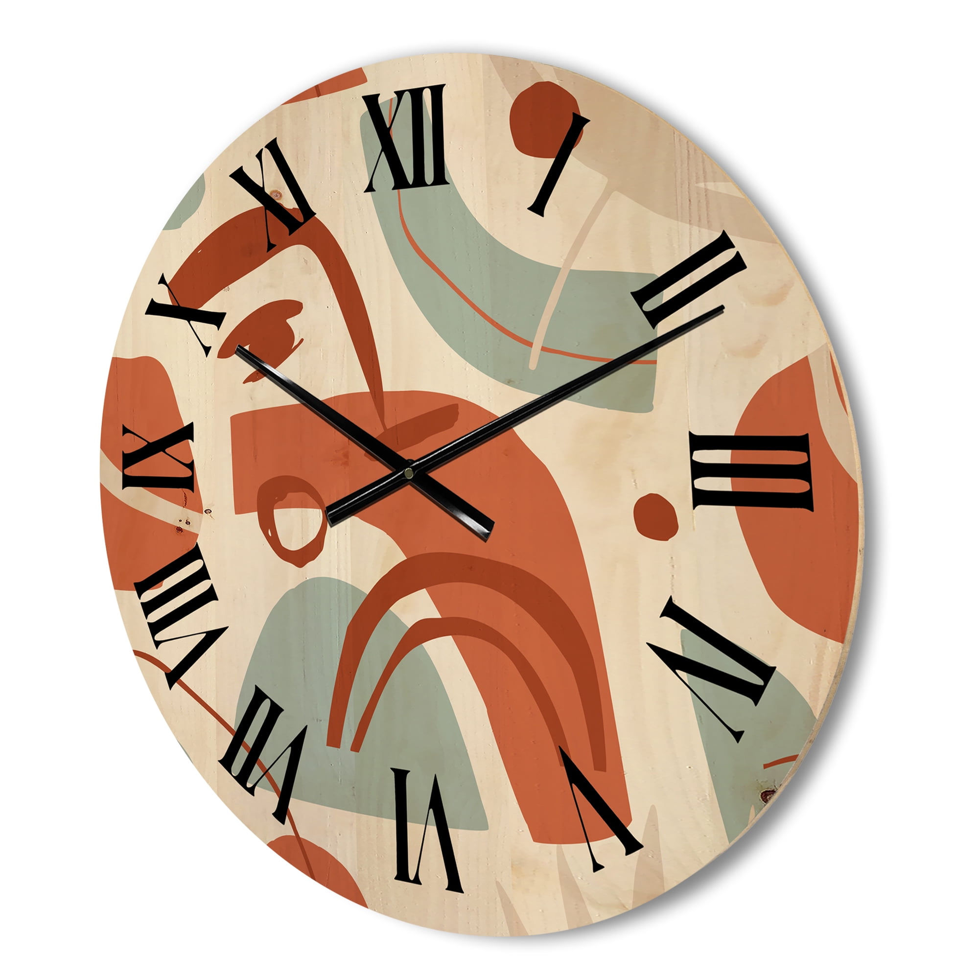 Designart 'Tropical Palm Leaves With Geometrical Shapes' Modern Wood Wall Clock