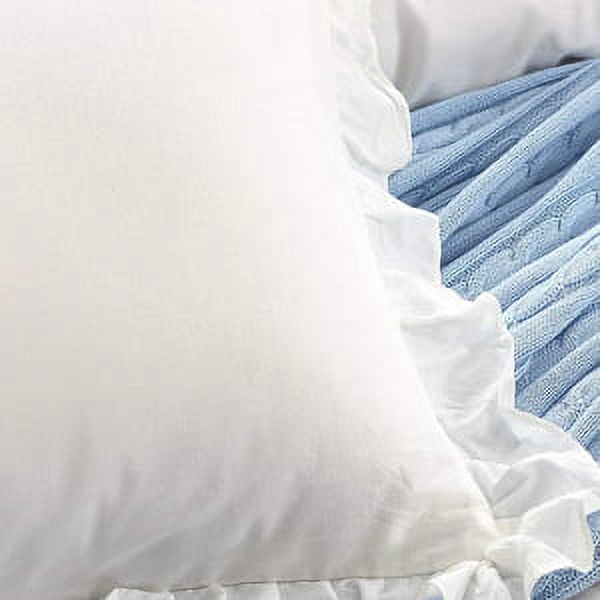 NTBAY Cotton Linen Queen Ruffled Duvet Cover with Shams Set, 3 Piece Breathable Bedding Set, White