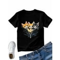 thumbnail image 6 of Women's T-Shirt Zipper Cat Cute Pet Focus Short Sleeve Casual Tee Classic Crew Neck T Shirt for Women Black, 2XL, 6 of 7