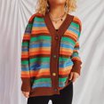 thumbnail image 1 of LOVZFMLL Cardigan pour Femmes, Chandail Rayé, Veste Cardigan à Boutons, 1 of 4