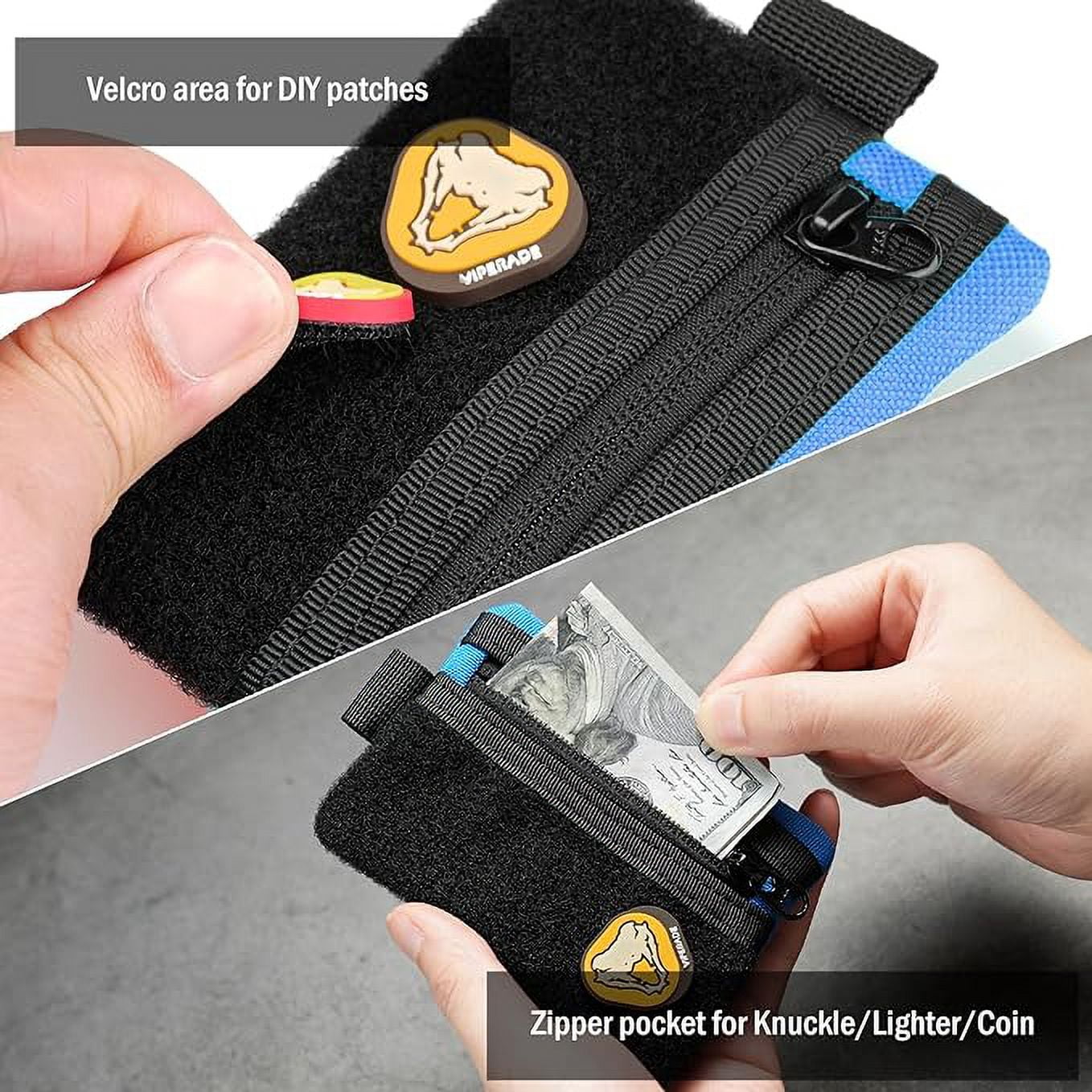 VIPERADE VE15 Small EDC Pouch, Pocket Organizer, EDC Pocket Pouch with DIY Patches Area, EDC Pocket Organizer Wallet for Cards, Small Tool Pouch for EDC Gears