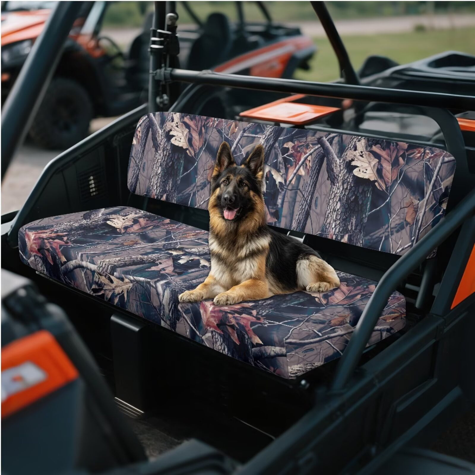 Yuyamidu Retro Camo Hunting UTV Seat Covers Powersports Bench Seat Covers 4 Wheeler Accessories Dog Seat Cover Compatible with Kawasaki Mule 4010 4x4 FE 2025 2023 2022 2021