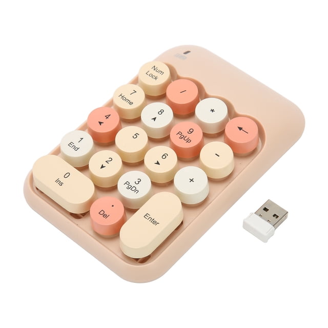 2.4Ghz Numeric Keypad, 18 Keys Mini Numeric Keypad, Vintage Color Keyboard And Round Keycaps, With USB Receiver For PC, Desktop And Laptop