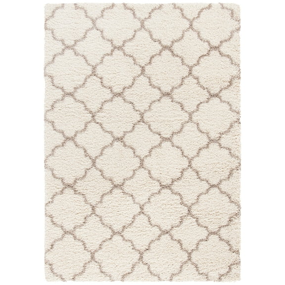 SAFAVIEH Hudson Jaye Plush Geometric Shag Area Rug, Ivory/Beige, 8' x 10'