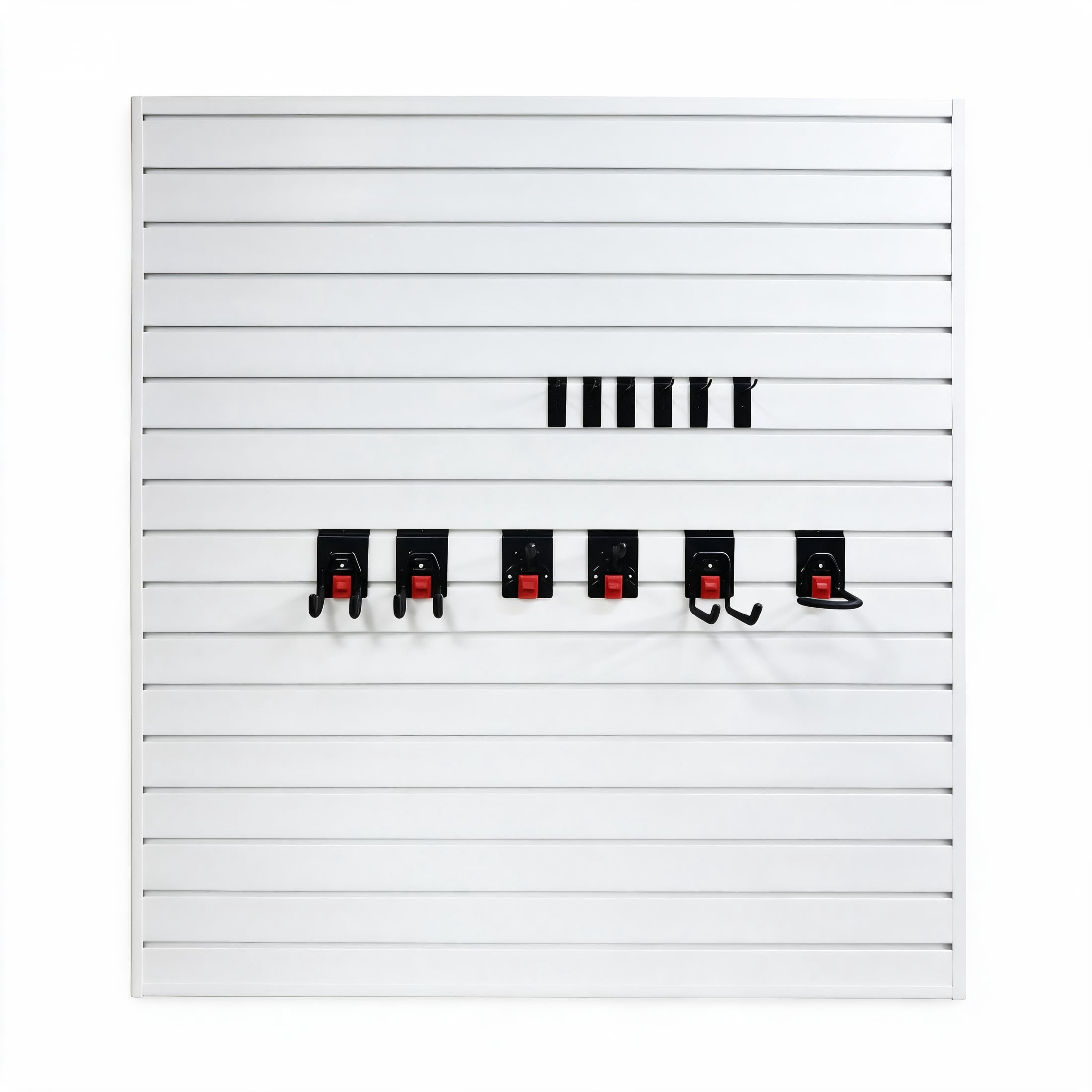 GDF Studio 4x4FT PVC Slatwall Panel Kit Garage Storage System with 12 Hooks, Lightweight Water-Resistant Panels, White