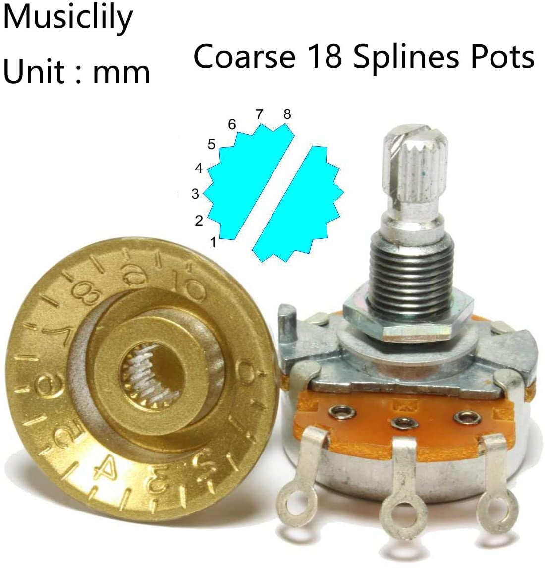 KAISH Set of 4 Clear Transparent LP Guitar Bell Knobs Top Hat Knob with White Numbers Fits Epiphone Les Paul or SG