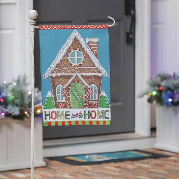 Evergreen Gingerbread Home Sweet Home Applique Garden Flag 12 x 18 Inches Indoor Outdoor Decor