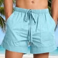 thumbnail image 2 of BRGZLK Men's Linen Shorts Solid Color Casual Cotton Elastic Waist Drawstring Lightweight Loose Summer Beach Vacation Short with Pockets, 2 of 7