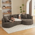 thumbnail image 3 of 121 inch Curved Modular Sectional Sofa Couch, Oversized 2 Pieces Floor Foam Boneless Couches for Living Room, Deep Seat Cloud Couch with Right Facing Chaise w/Throw Pillows,No Assembly Required, 3 of 9