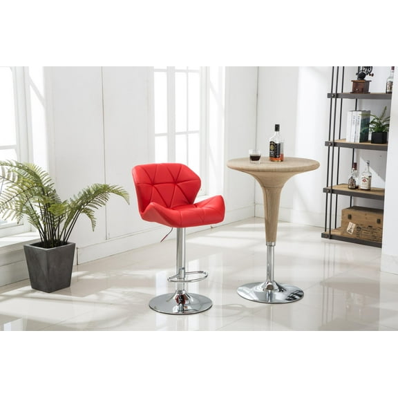 GTU Furniture Set of 2, 360 Degree Swivel Adjustable Bar Stools, Modern Faux Leather Padded with Back Pub Chair