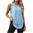 thumbnail image 2 of Favoffer Women's Sports Tank Round Neck Side Slit Fit Sleeveless Breathable Quick Dry Outdoor Fitness Running Casual Top, 2 of 7