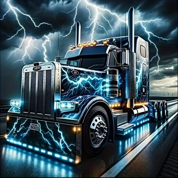 Diamond Painting Kits for Adults Lightning Truck Theme Full Drill DIY Diamond Art for Adults Beginners Picture Art Crystal Painting for Home Wall Decor