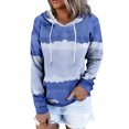 thumbnail image 1 of Gibobby Sudadera ligera con cremallera Sudadera informal con bolsillos y capucha con estampado de ondas de color degradado para mujer （Azul, L), 1 of 4