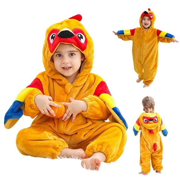 CYRBOKO Fleece Pajamas One-pieces for Toddler Boys Girls, Unisex Thermal Zip Up Long Sleeve Soft One-Piece Bodysuits Yellow Size 31-36 Months