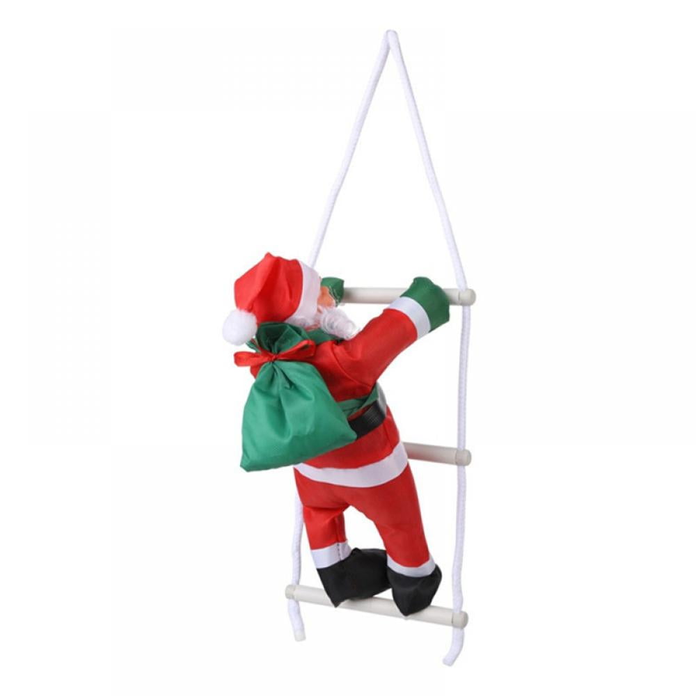 Climbing Hanging Santa Claus On Rope Ladder Christmas Tree Indoor