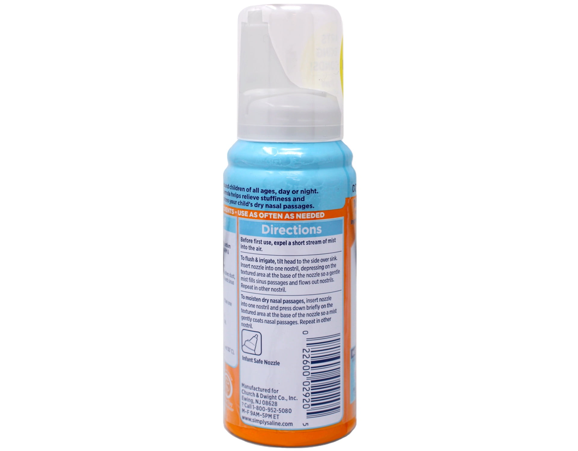 5 Pack - Arm and Hammer Simply Saline Baby Nasal Relief Mist 1.6 Ounce Each