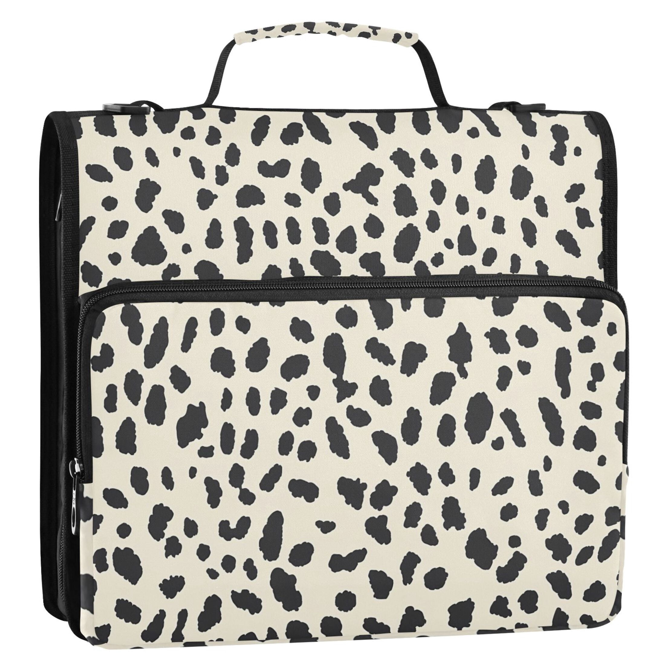 ALAZA Zipper Binder Leopard Beige 3 Ring Trapper Keeper File Folder Organizer Bag