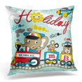 thumbnail image 1 of BSDHOME Cute Holiday Time with Friends Kids Design Cartoon Railway Pillow Case Pillow Cover 20x20 inch, 1 of 1