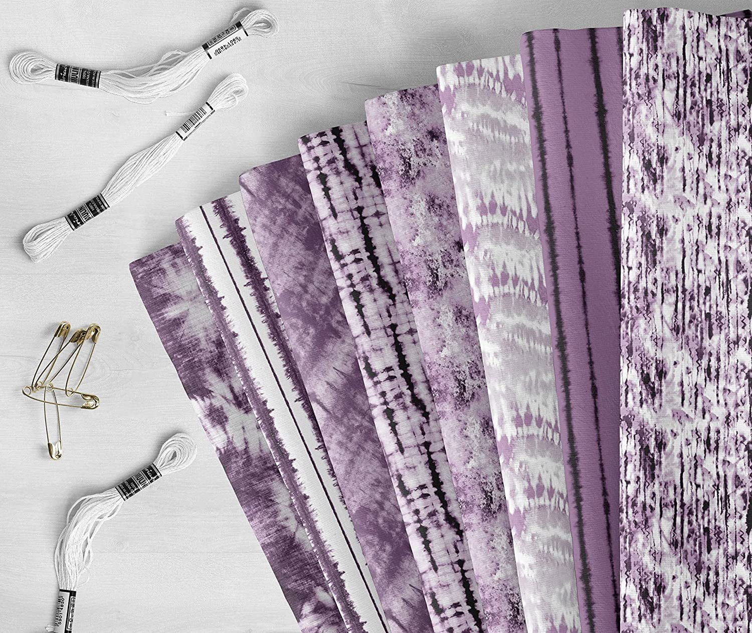 Soimoi 8 Pc Fat Quarter Bundle -Tie & DyePrint 18"x 22"DIY Patchwork-100% CottonPre-Cut Quilting Fabric (Purple & White)