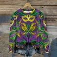 thumbnail image 4 of Felirenzacia Women's Carnival Fleece Sweatshirt, Crewneck Long Sleeve Mardi Gras Party Pullover Hoodie Tops, S-3XL, 4 of 6