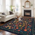 thumbnail image 2 of Boho Flowers Area Rugs 5'x8', Washable Small Throw Rugs for Classroom Bedroom, Spring Abstract Watercolor Floral Leaf Indoor Outdoor Rug Non-Slip Low Pile Carpet Runner Reversible Floor Mats, 2 of 8