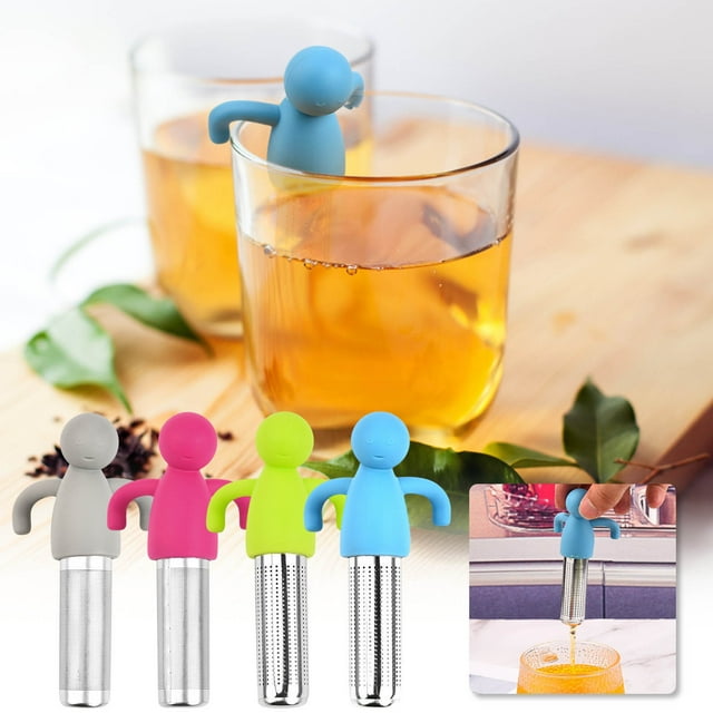 Tea Infuser under $5! CQCYD Human Shape Tea Infuser, Stainless Steel Tea Filter with Silicone Handle, Creative Tea Strainer for Cup Pot, Reusable Tea Maker for Loose Leaf Tea