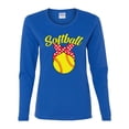 thumbnail image 2 of Wild Bobby, Cute Ribbon Bow Softball Mom Gift, Mother's Day, Women Graphic Long Sleeve T-Shirt, Royal, Small, 2 of 3