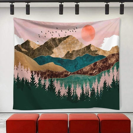 NK HOME 31.2'' x 59.1'' Mountain Sunset Tapestry, Color Mountain Wall Hanging Tapestry, Sunset Nature Landscape Art Wall Hanging, Mural for Bedroom, Living Room, Dorm, Home Decoration