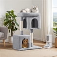 thumbnail image 3 of Yaheetech 33.5" Cat Tower with Oversized Top Perch, Large Cat Condo & Scratching Posts, Light Gray, 3 of 7