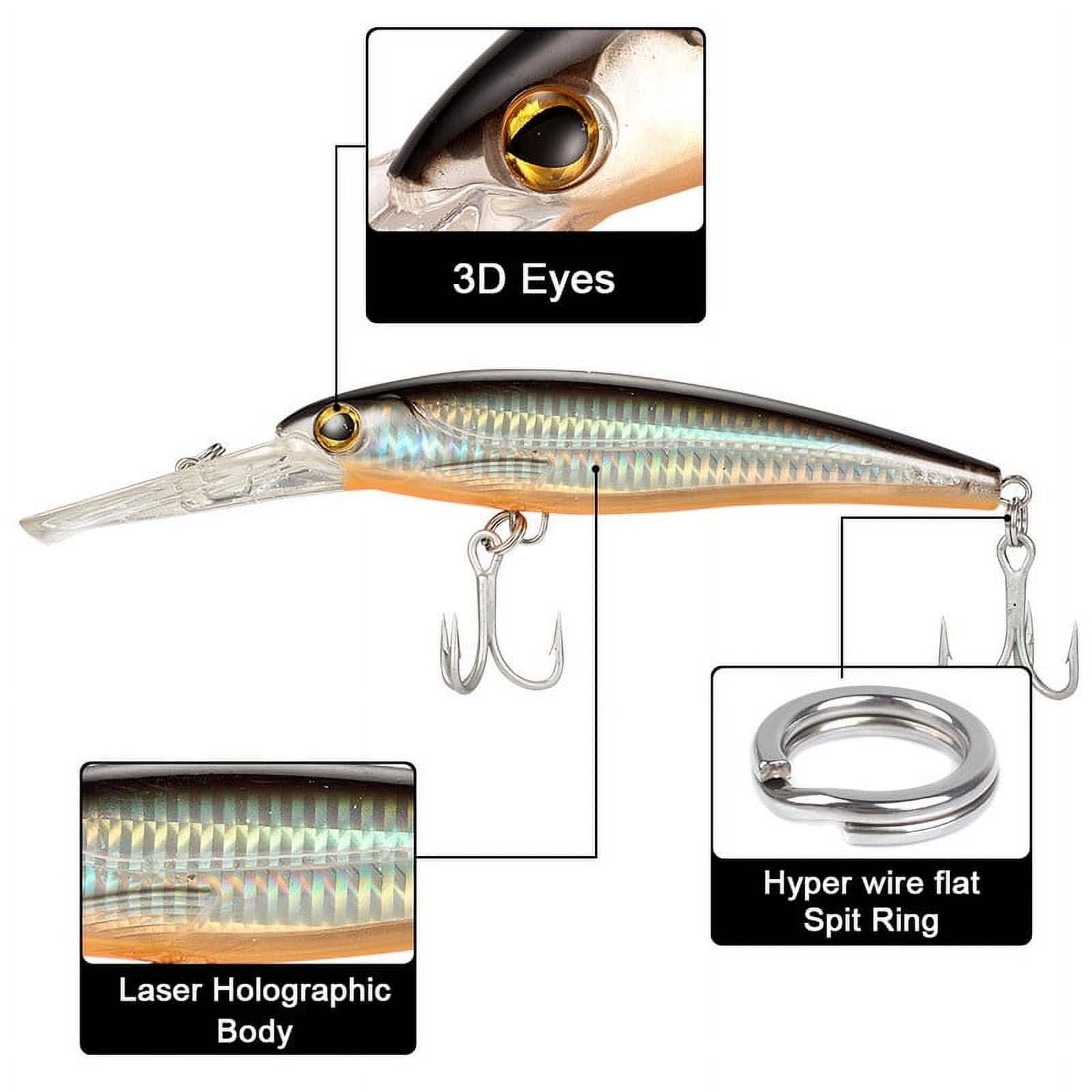 Dr.Fish Saltwater Fishing Lures Kit 5in Surf Fishing Sriper Lures Saltwater Minnow Lures Mustad Hooks Jerkbait Popper Plugs Inshore Offshore Ocen Fishing Mackerel Tarpon Barracuda